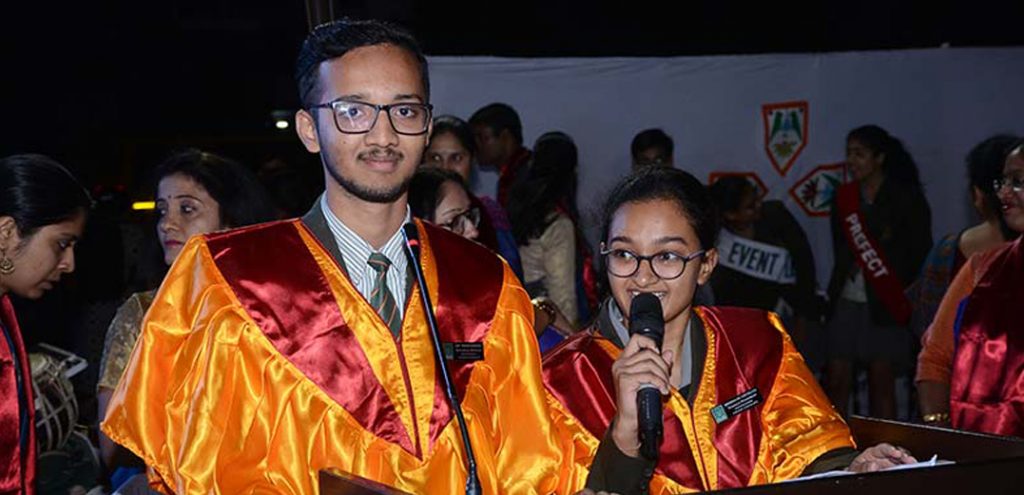 February 2019: Valedictorians Secretary General Jay Maheshwari and Council President MrunaleeChitaliya expressed their love and gratitude for the school for bringing out their true potential and making them into independent learners.