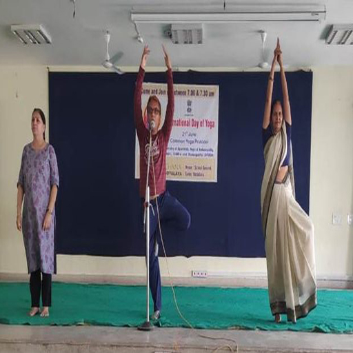 Celebrating International Yoga Day back at school by performing asanas