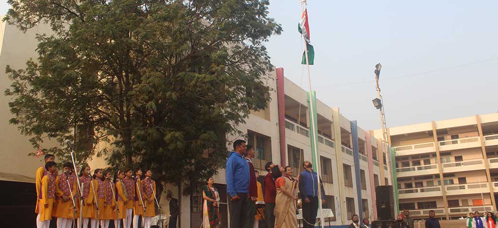 The unfurling of the Tricolor by Principal Dr. Archana Mishra
