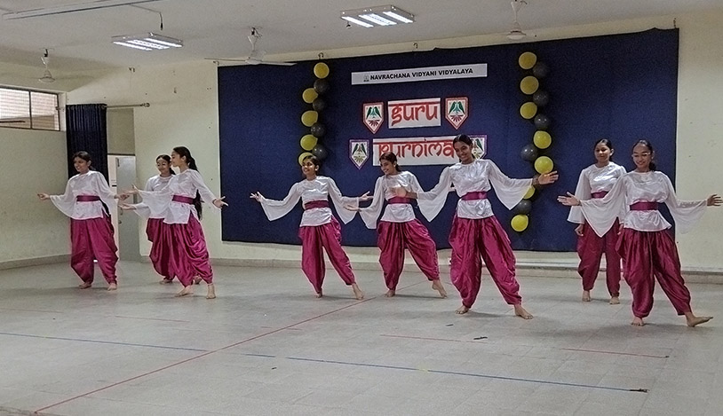 Members of the Student Council performing on Guru Purnima