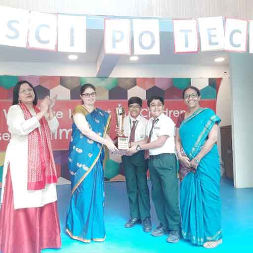 Scipotech first position in technology category Veeraditya Sinh Vala, Jainil Patel 6C