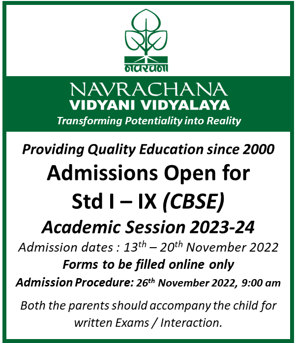 Admissions Process Guidelines Navrachana Vidyani Vidyalaya