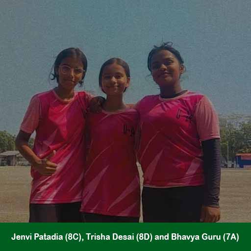 Jenvi Patadia (8C), Trisha Desai (8D) and Bhavya Guru (7A)