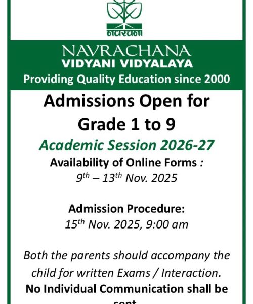Admission open 2026-27 Grade 1-9 15 NOV